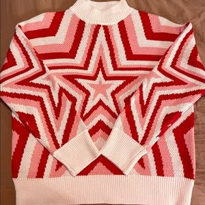 Mock Neck Star Pattern Sweater